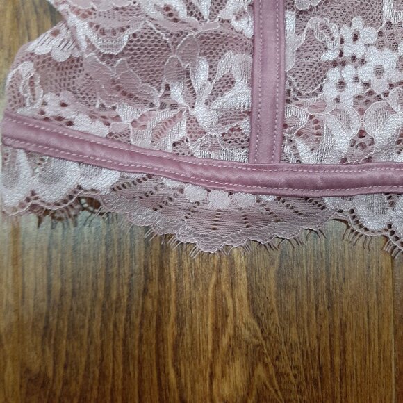 boho lace cap sleeve corset sheer back long line bralette top - Picture 9 of 12